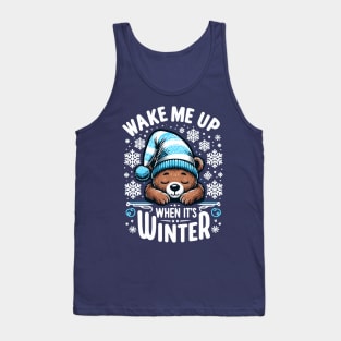 "Winter Slumber" - Cute Bear in Snowflakes Design Tank Top